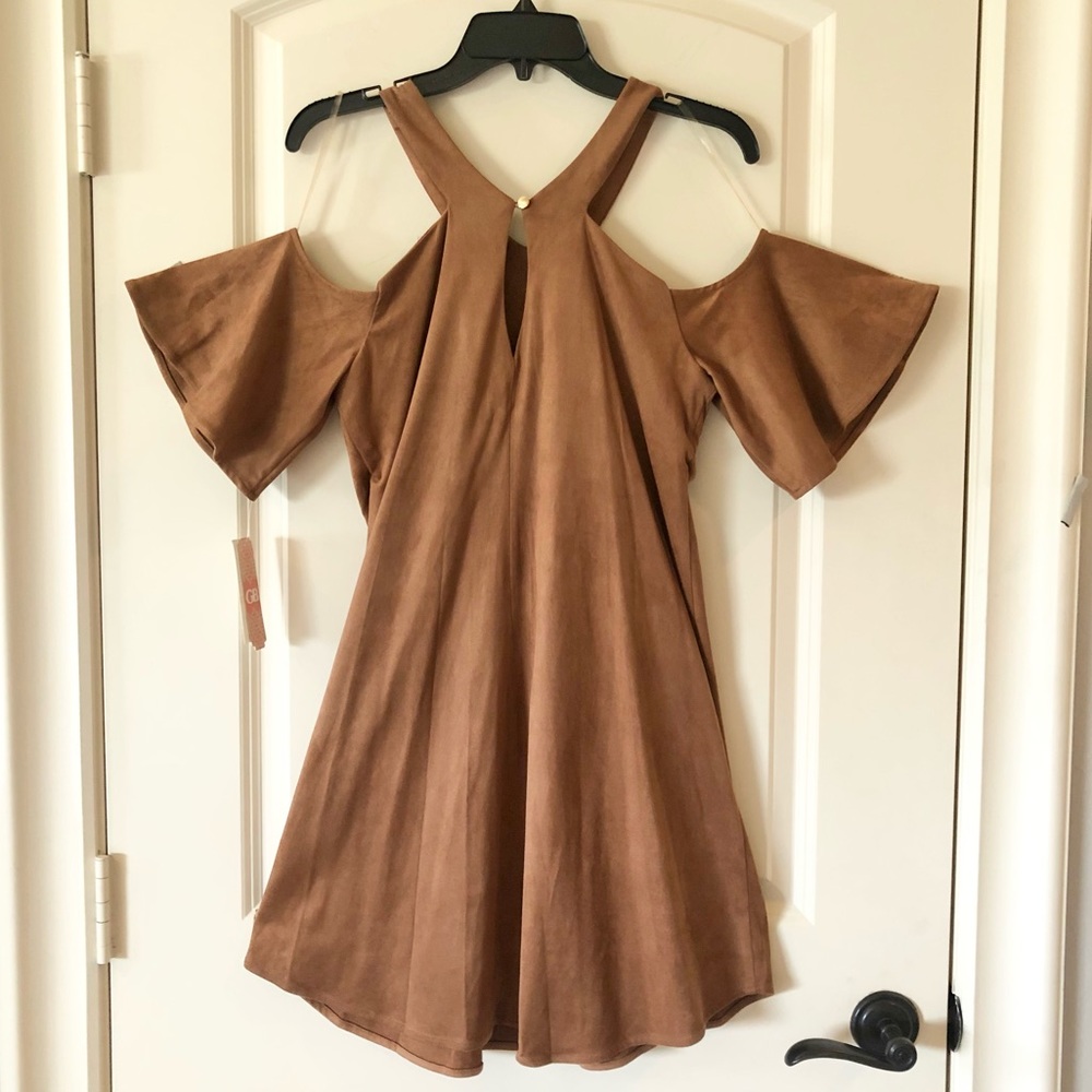 NWT Gianni Bini "Cinnamon Girl" Brown Faux Suede Dress - Size Small - Picture 7 of 9